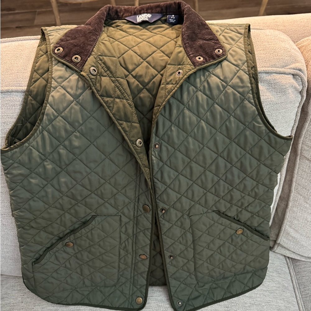Lands' End Olive Quilted Vest